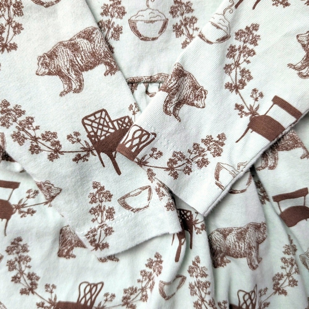 Kate Quinn Goldilocks Dress Organic Cotton Mint Green Brown Bears & Chairs 6-12M - Picture 10 of 10